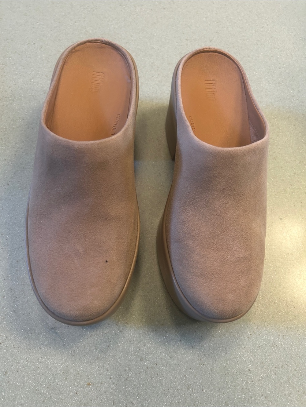 Women’s FitFlop Suede Slip-On Mules in Tan